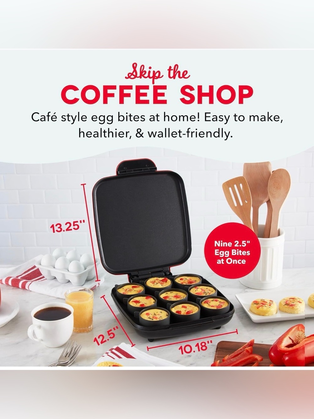 DASH Family Style Egg Bites Maker - Red - Picture 7 of 11